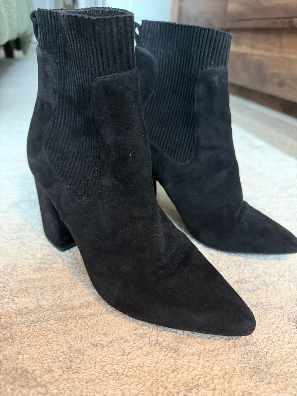 Steven by Steve Madden | Lieve Black Pointed Toe Sock Boots 7.5